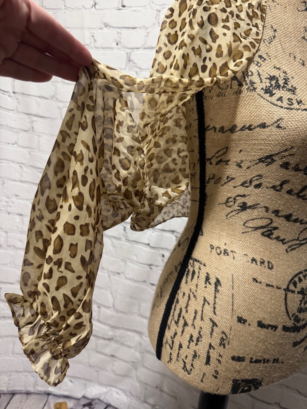 Fasbee Leopard Print Sheer Puff Sleeve Bolero Cardigan Stole Wrap Shawl Chiffon - Picture 6 of 6
